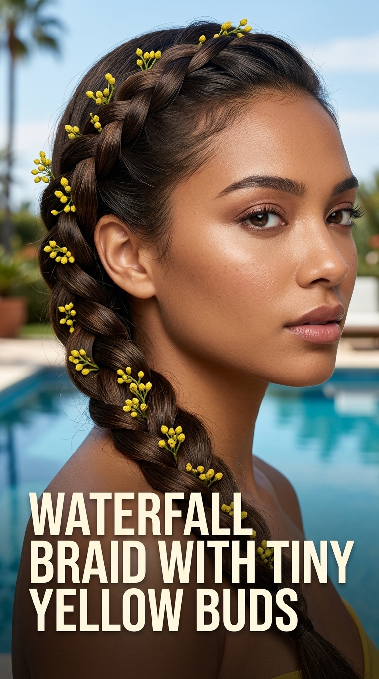 Waterfall Braid with Tiny Yellow Buds