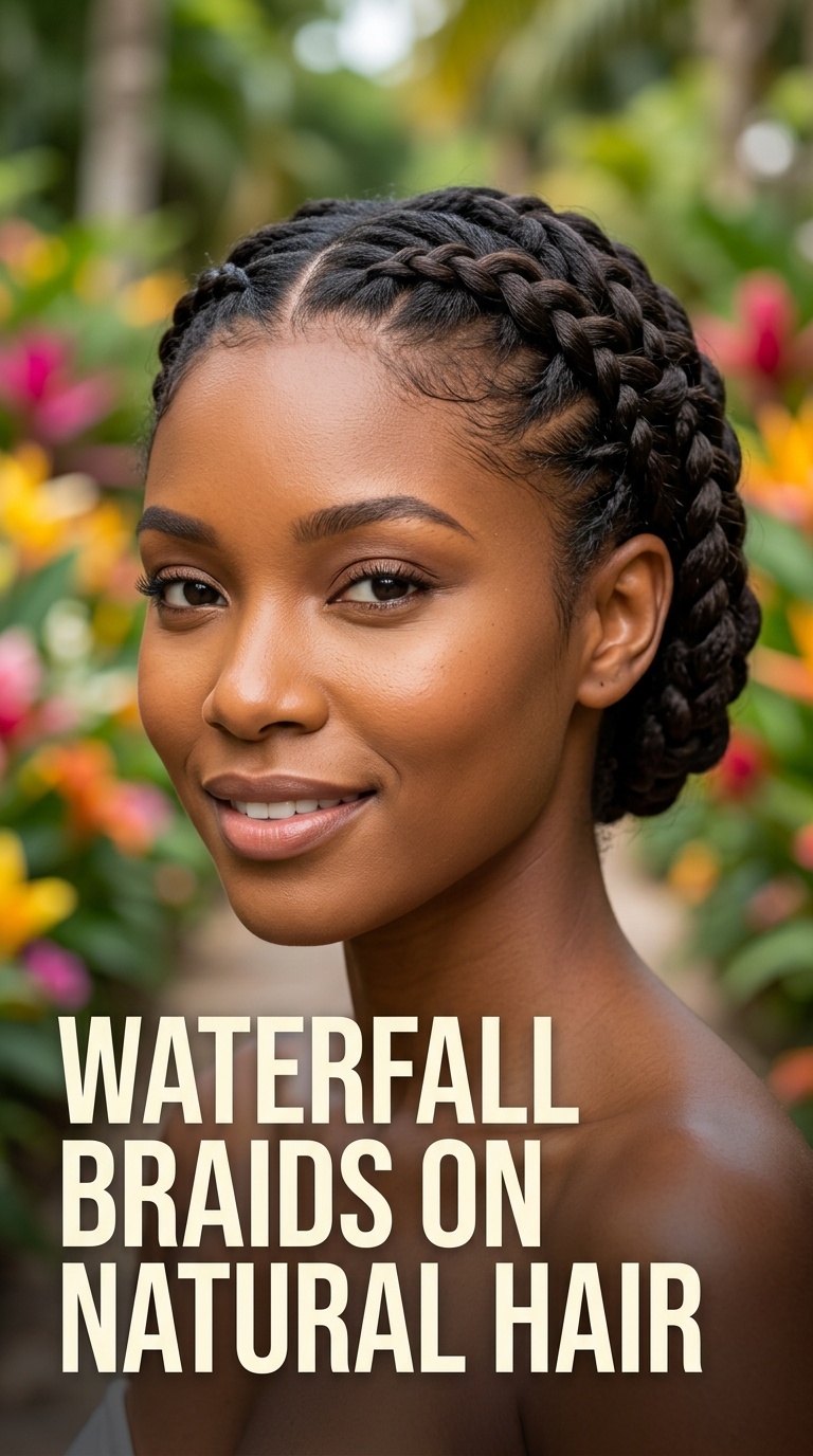 Waterfall Braids on Natural Hair