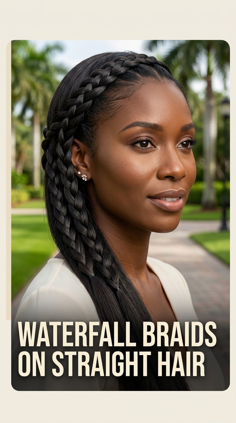 Waterfall Braids on Straight Hair