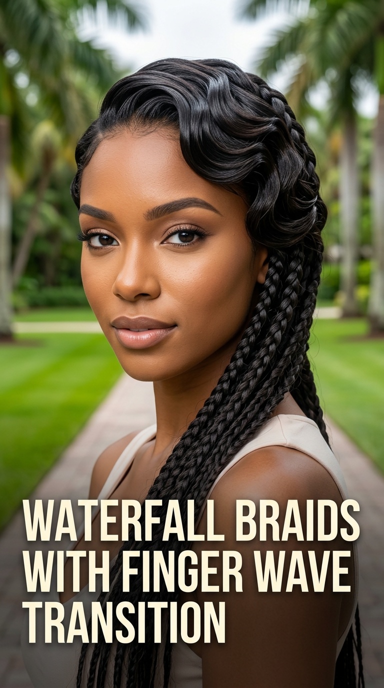 Waterfall Braids with Finger Wave Transition