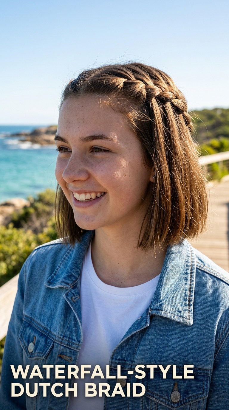 Waterfall-Style Dutch Braid