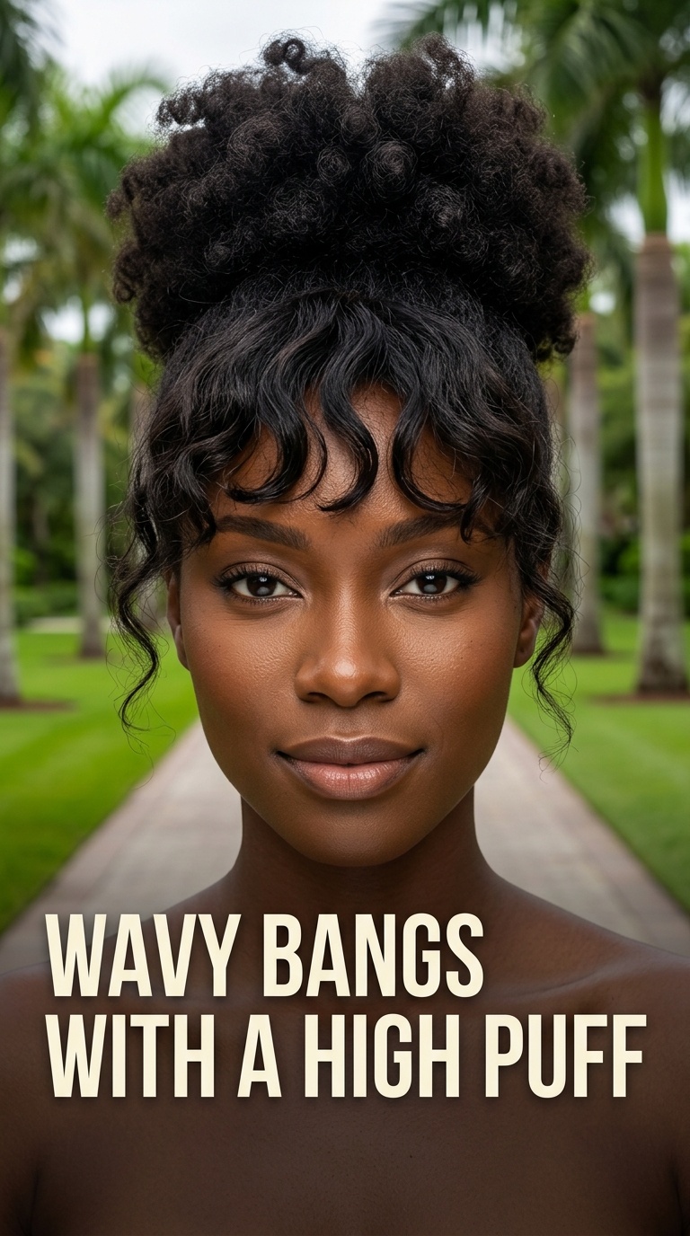 Wavy Bangs with a High Puff