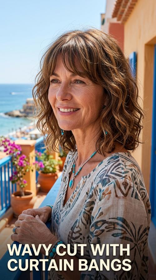 Wavy Cut with Curtain Bangs