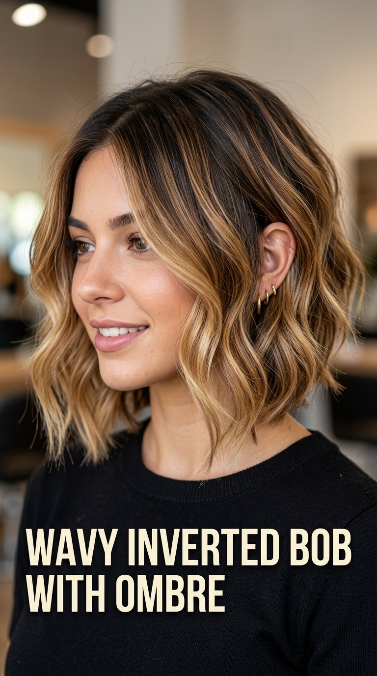 Wavy Inverted Bob with Ombre