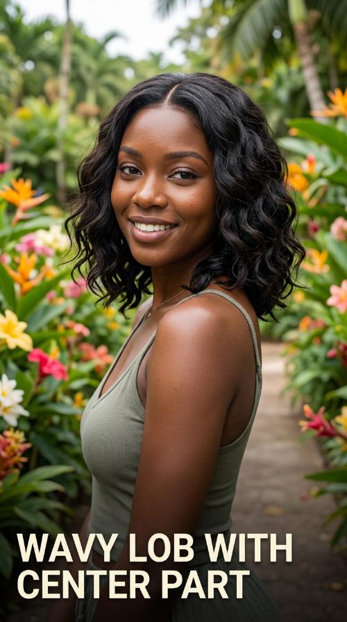 Wavy Lob with Center Part