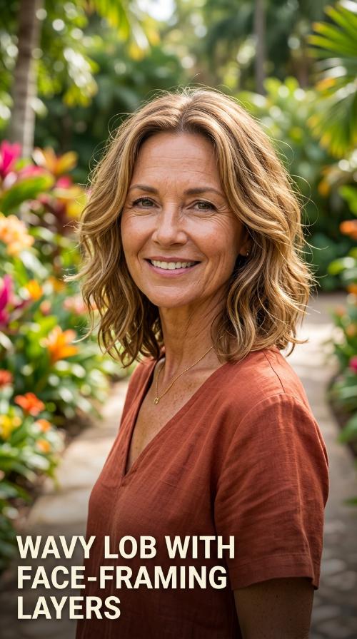 Wavy Lob with Face-Framing Layers