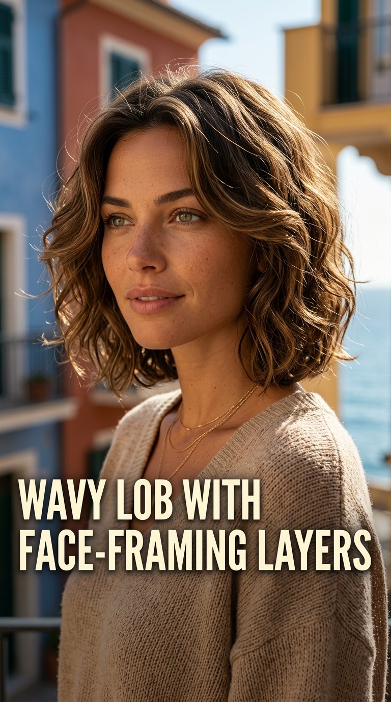 Wavy Lob with Face-Framing Layers