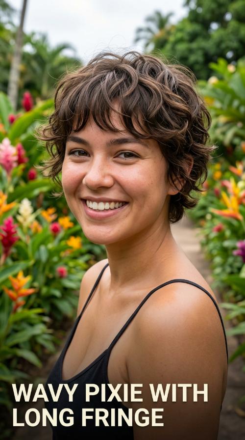 Wavy Pixie with Long Fringe
