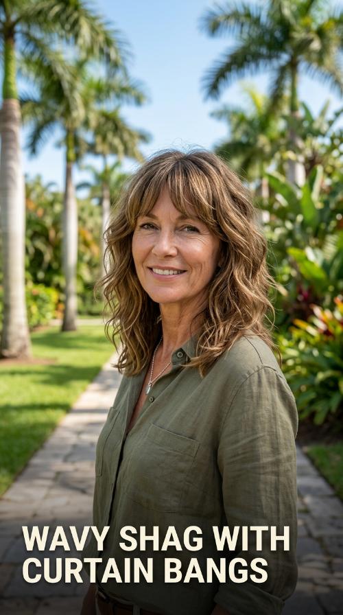 Wavy Shag with Curtain Bangs