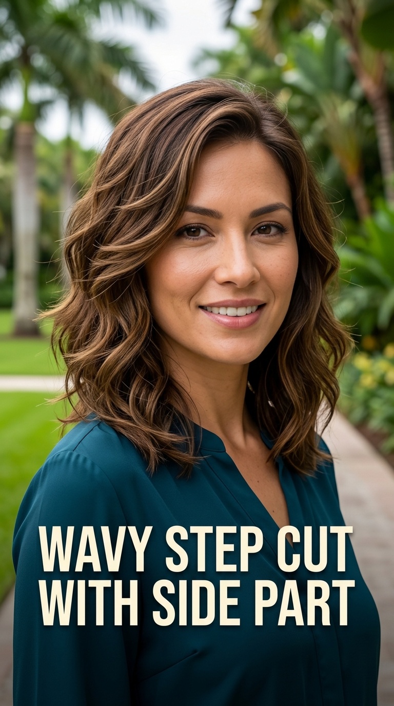 Wavy Step Cut with Side Part