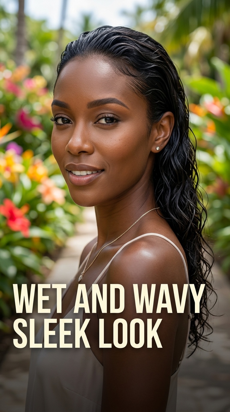 Wet and Wavy Sleek Look