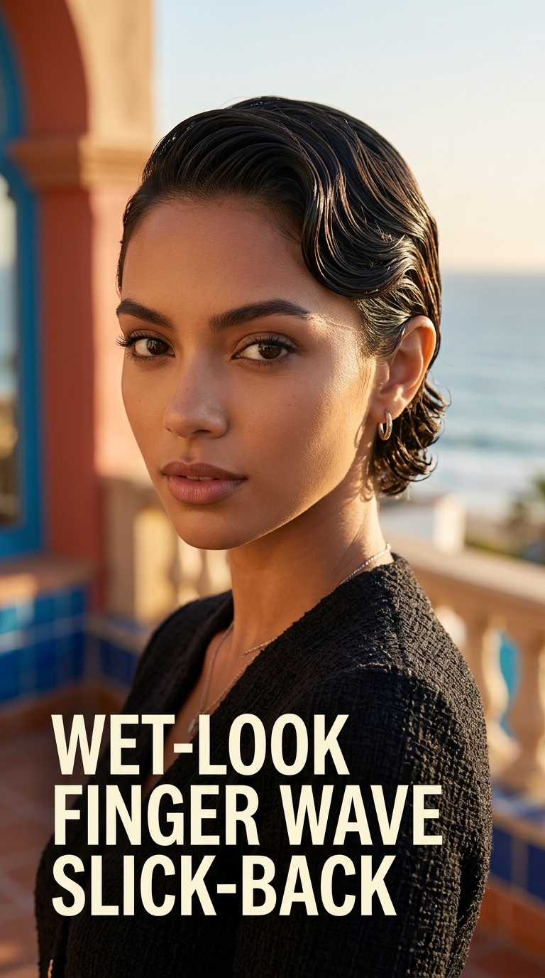 Wet-Look Finger Wave Slick-Back