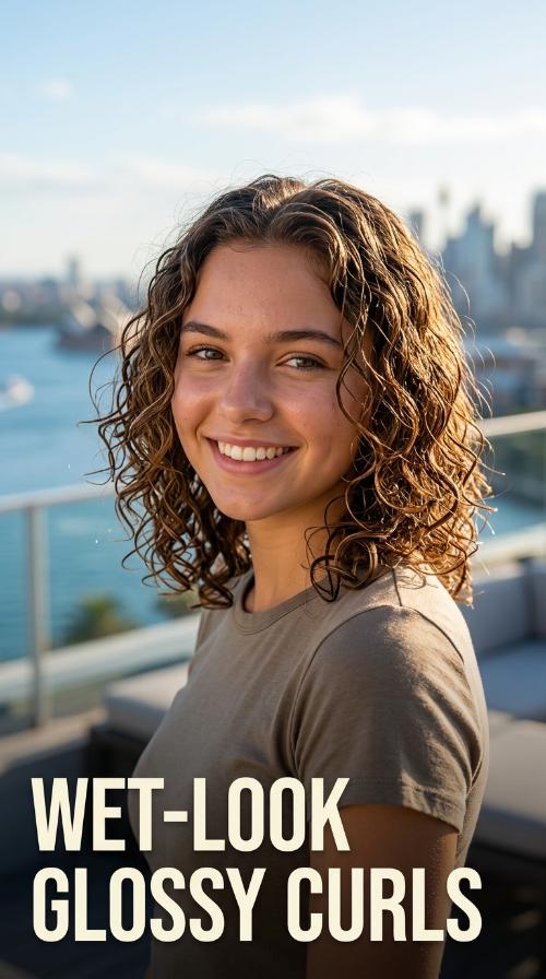 Wet-Look Glossy Curls