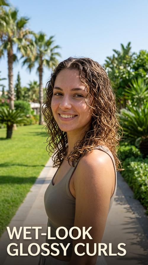 Wet-Look Glossy Curls