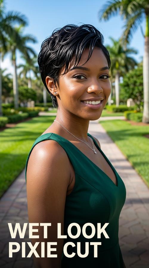 Wet Look Pixie Cut