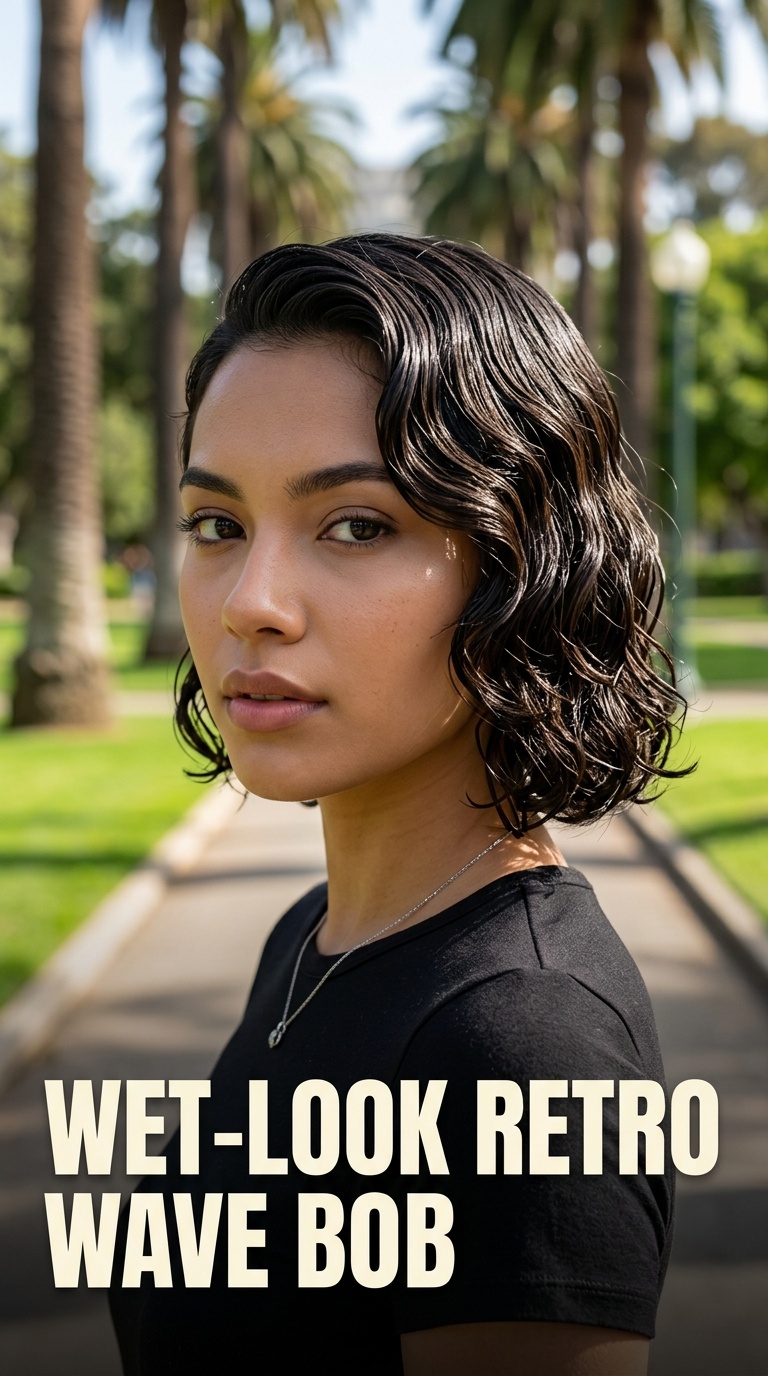 Wet-Look Retro Wave Bob