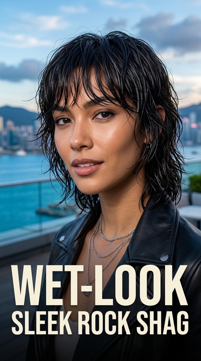 Wet-Look Sleek Rock Shag