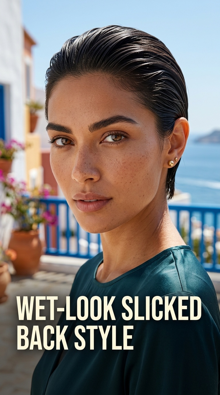 Wet-Look Slicked Back Style
