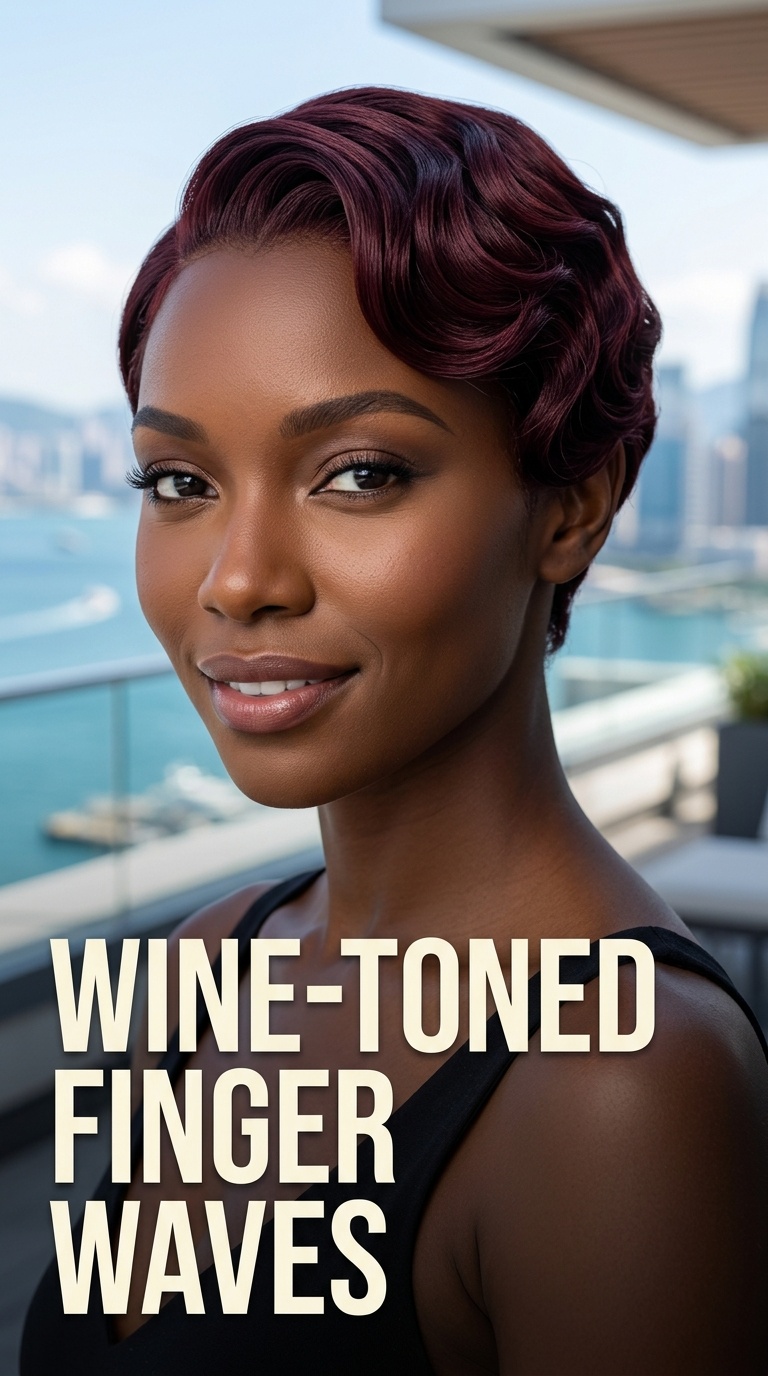 Wine-Toned Finger Waves