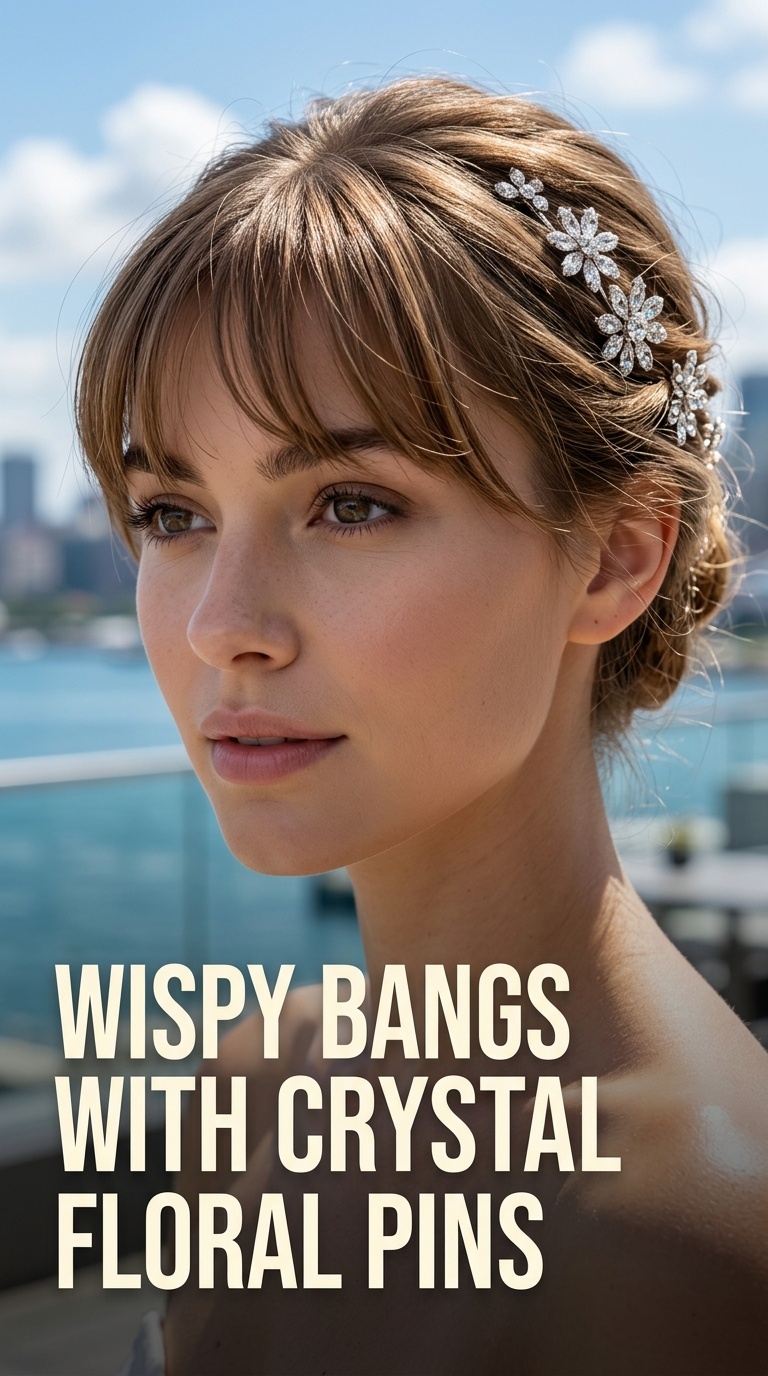 Wispy Bangs with Crystal Floral Pins