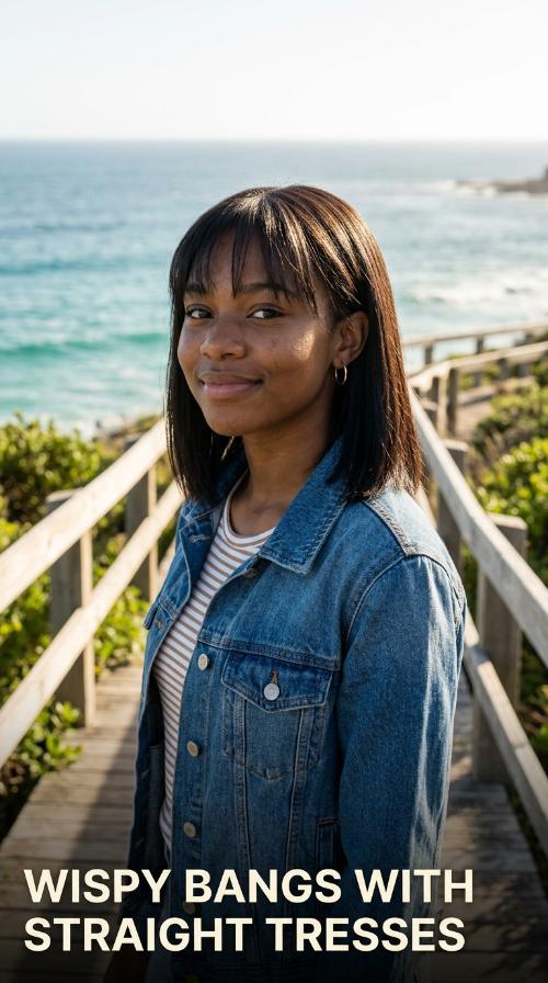 Wispy Bangs with Straight Tresses