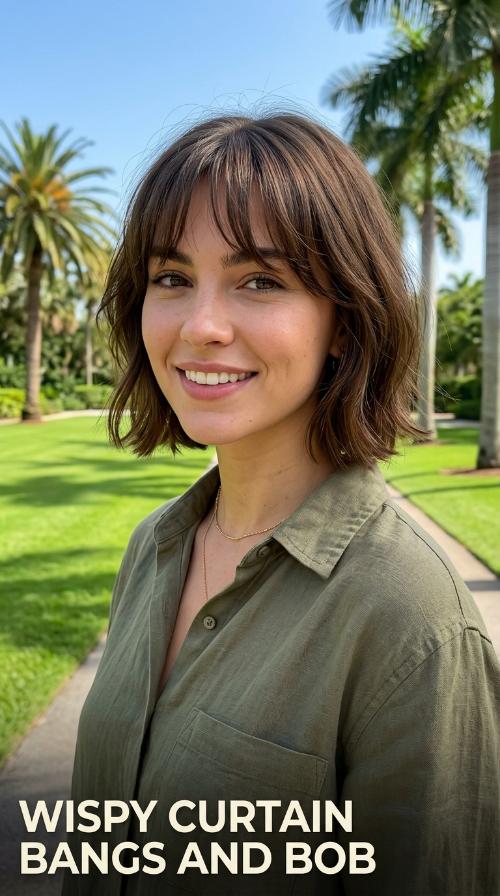 Wispy Curtain Bangs and Bob