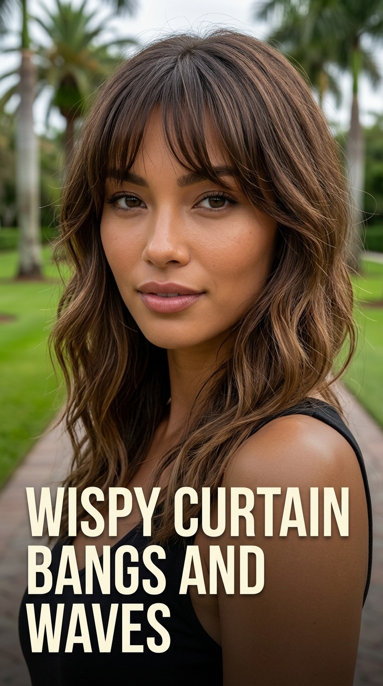 Wispy Curtain Bangs and Waves