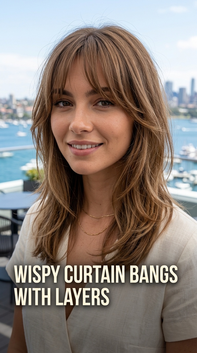 Wispy Curtain Bangs with Layers