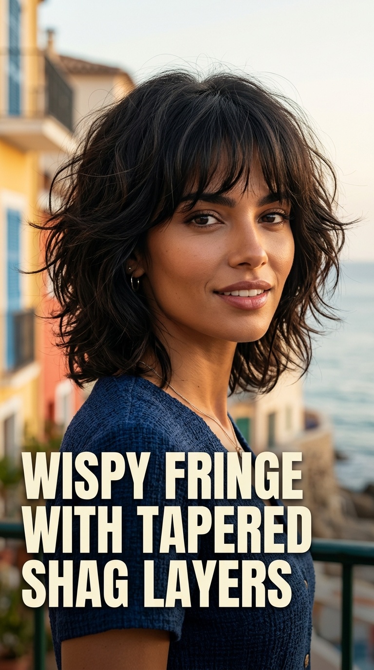 Wispy Fringe with Tapered Shag Layers