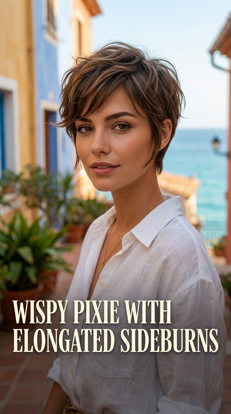 Wispy Pixie with Elongated Sideburns