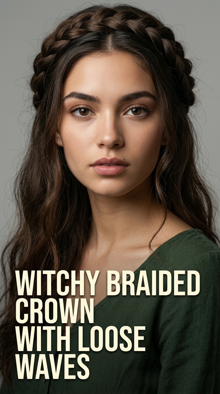 Witchy Braided Crown with Loose Waves