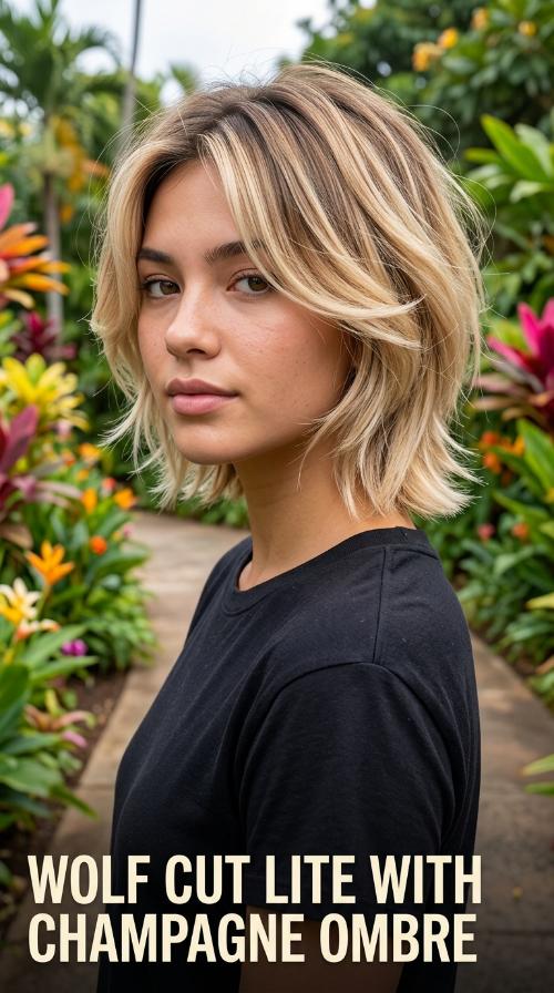 Wolf Cut Lite with Champagne Ombre