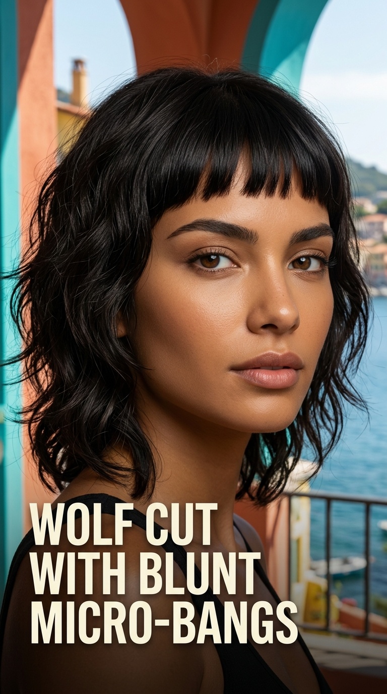 Wolf Cut with Blunt Micro-Bangs