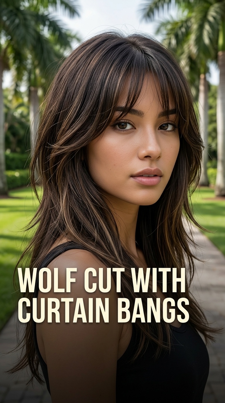 Wolf Cut with Curtain Bangs