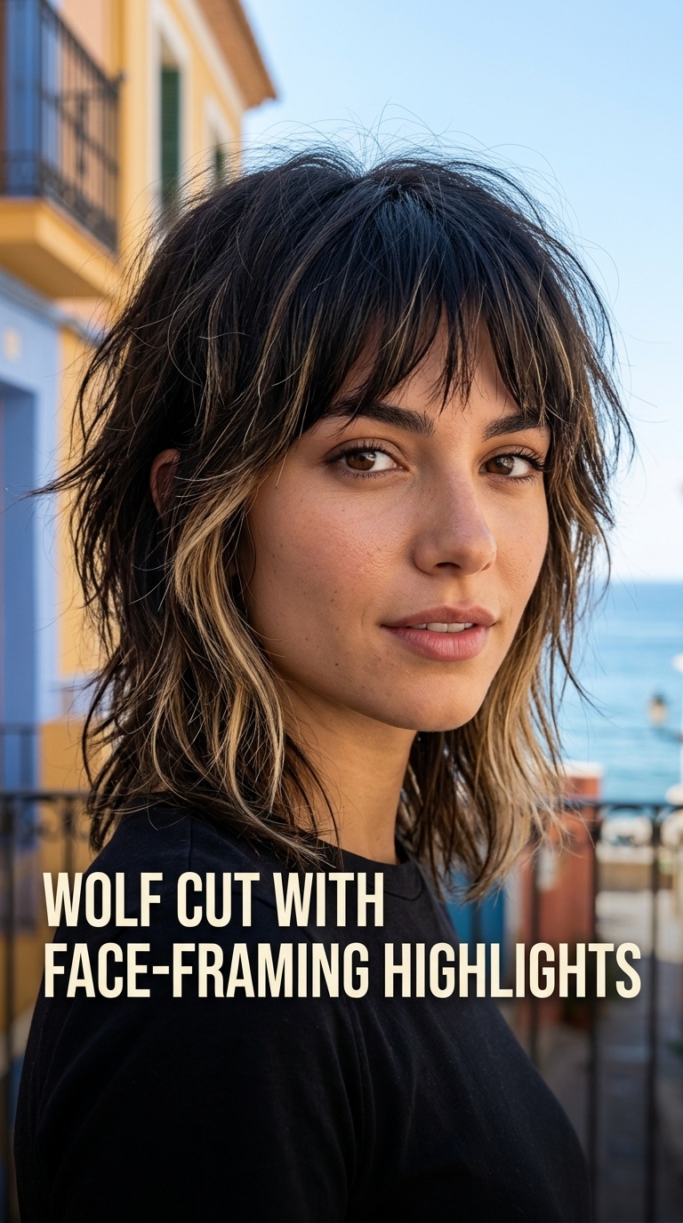 Wolf Cut with Face-Framing Highlights