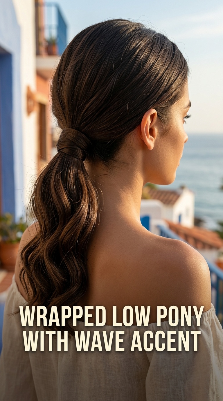 Wrapped Low Pony with Wave Accent