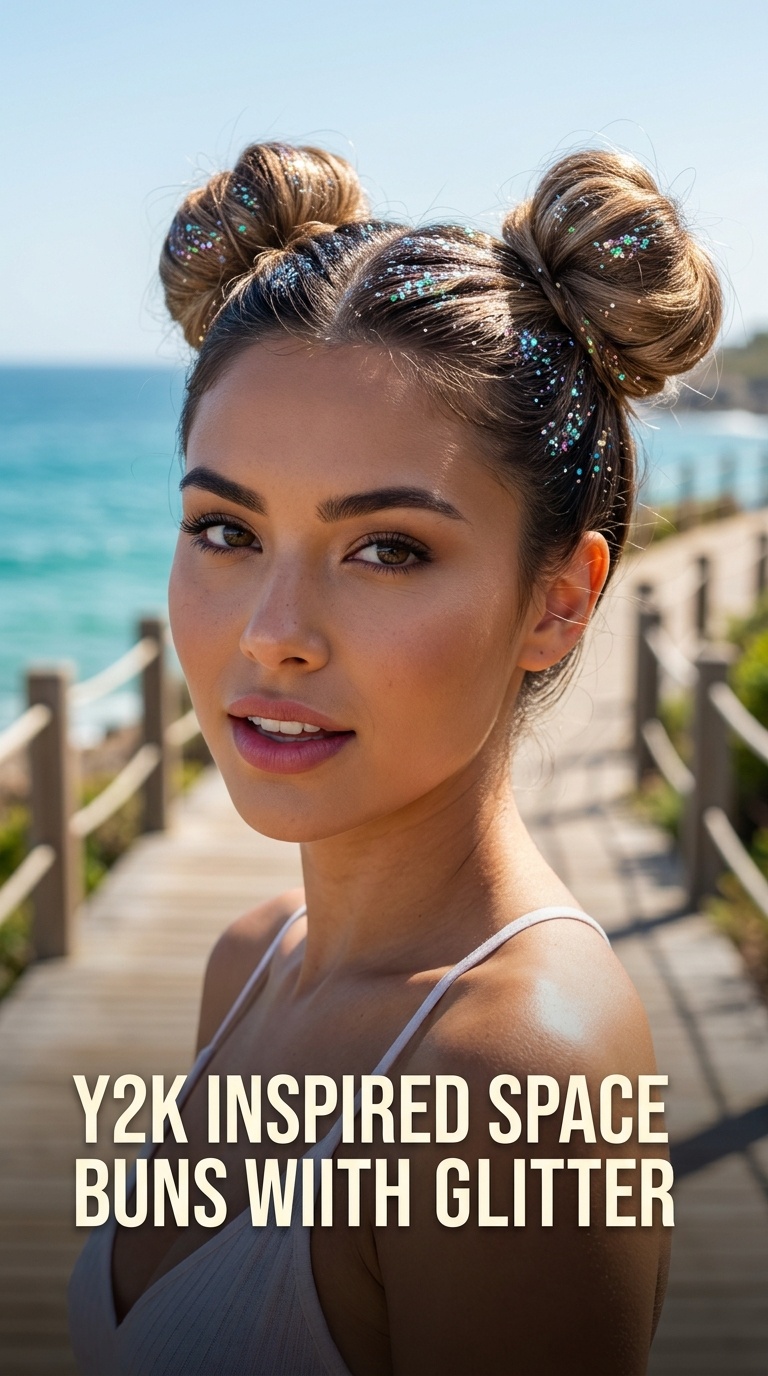 Y2K Inspired Space Buns with Glitter