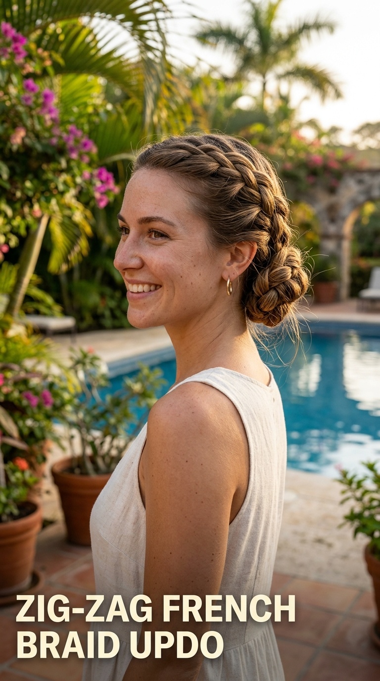 Zig-Zag French Braid Updo