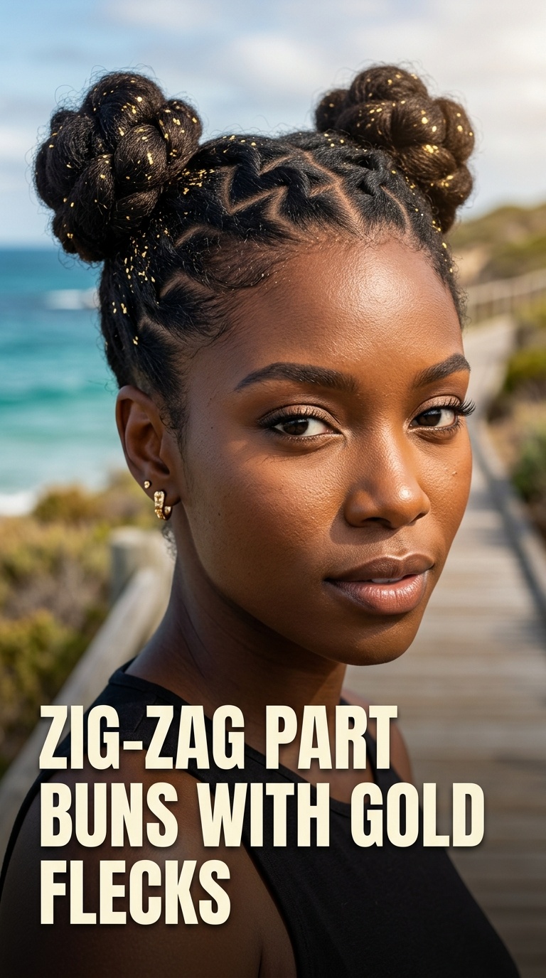 Zig-Zag Part Buns with Gold Flecks