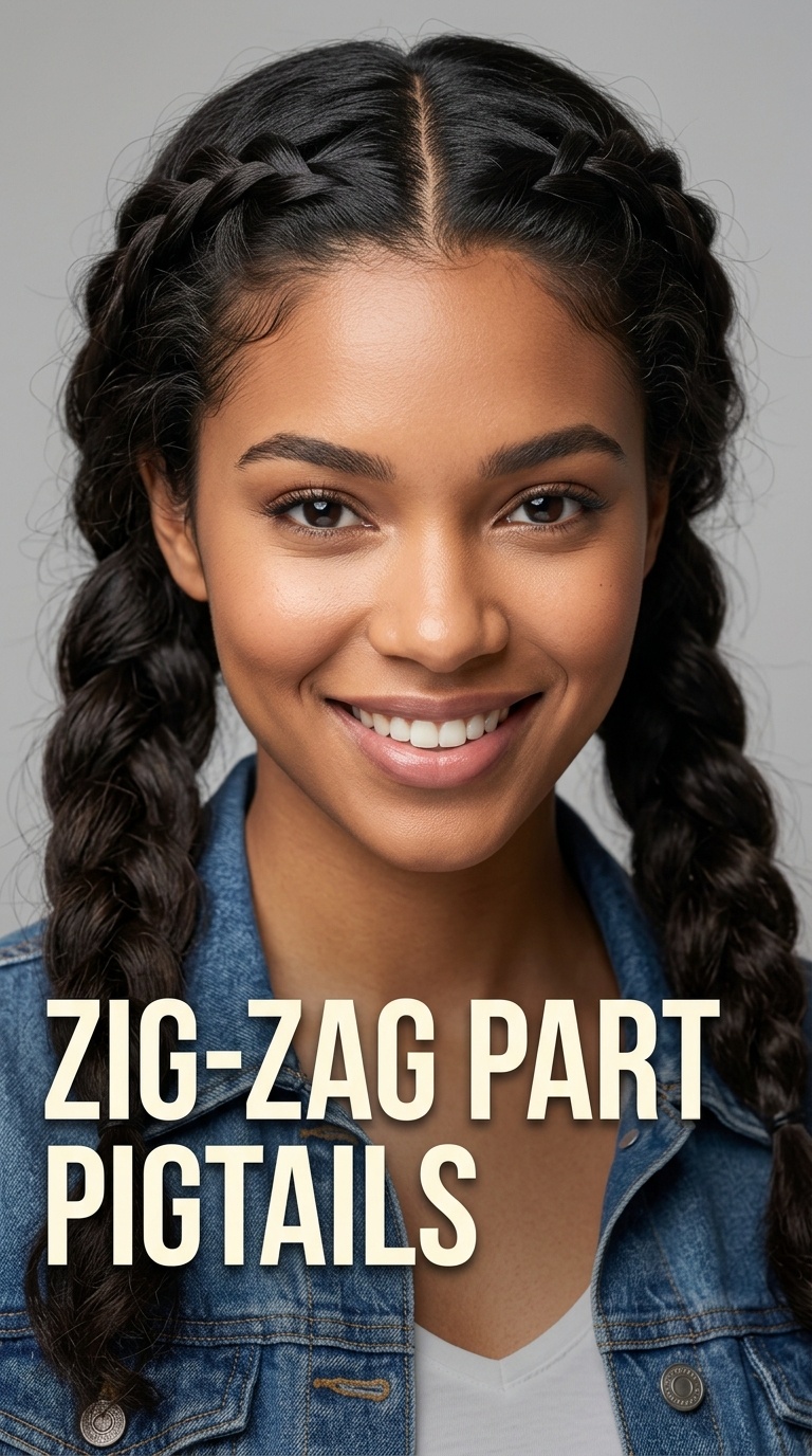 Zig-Zag Part Pigtails