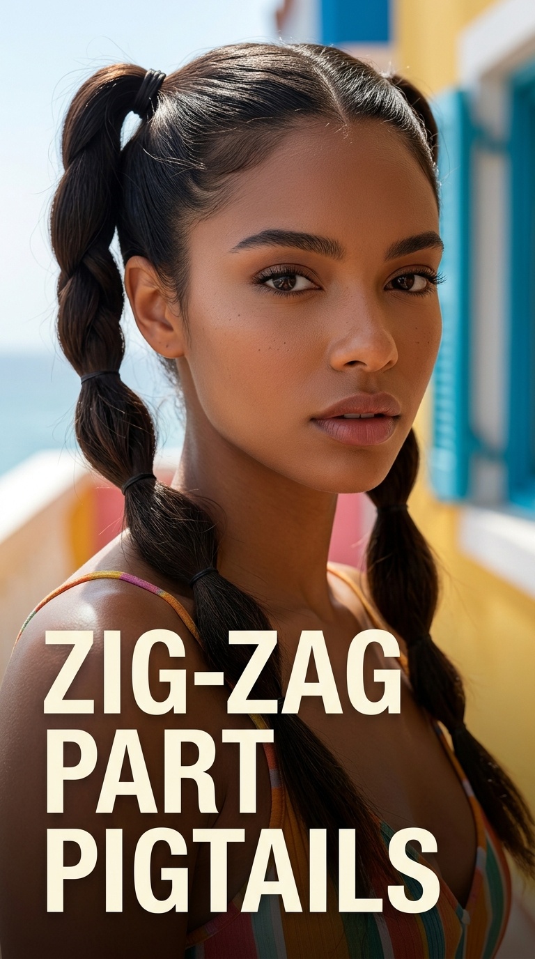 Zig-Zag Part Pigtails