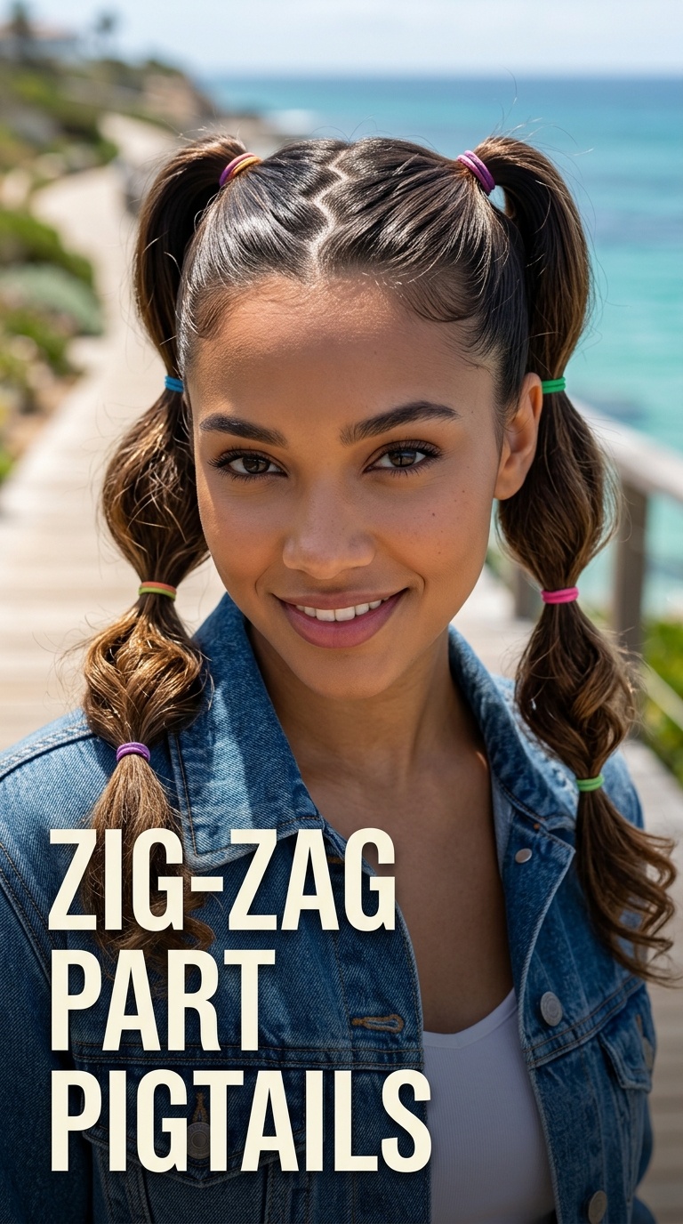 Zig-Zag Part Pigtails