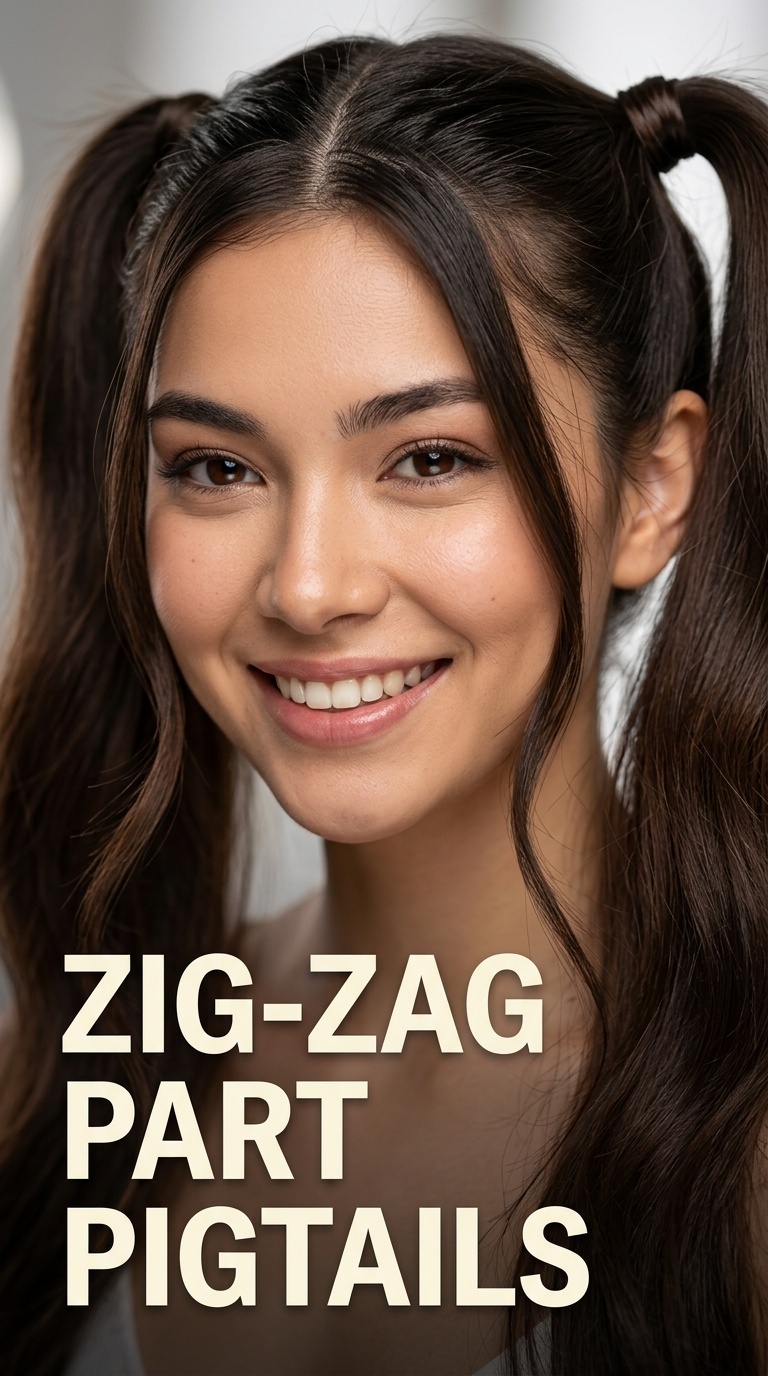 Zig-Zag Part Pigtails