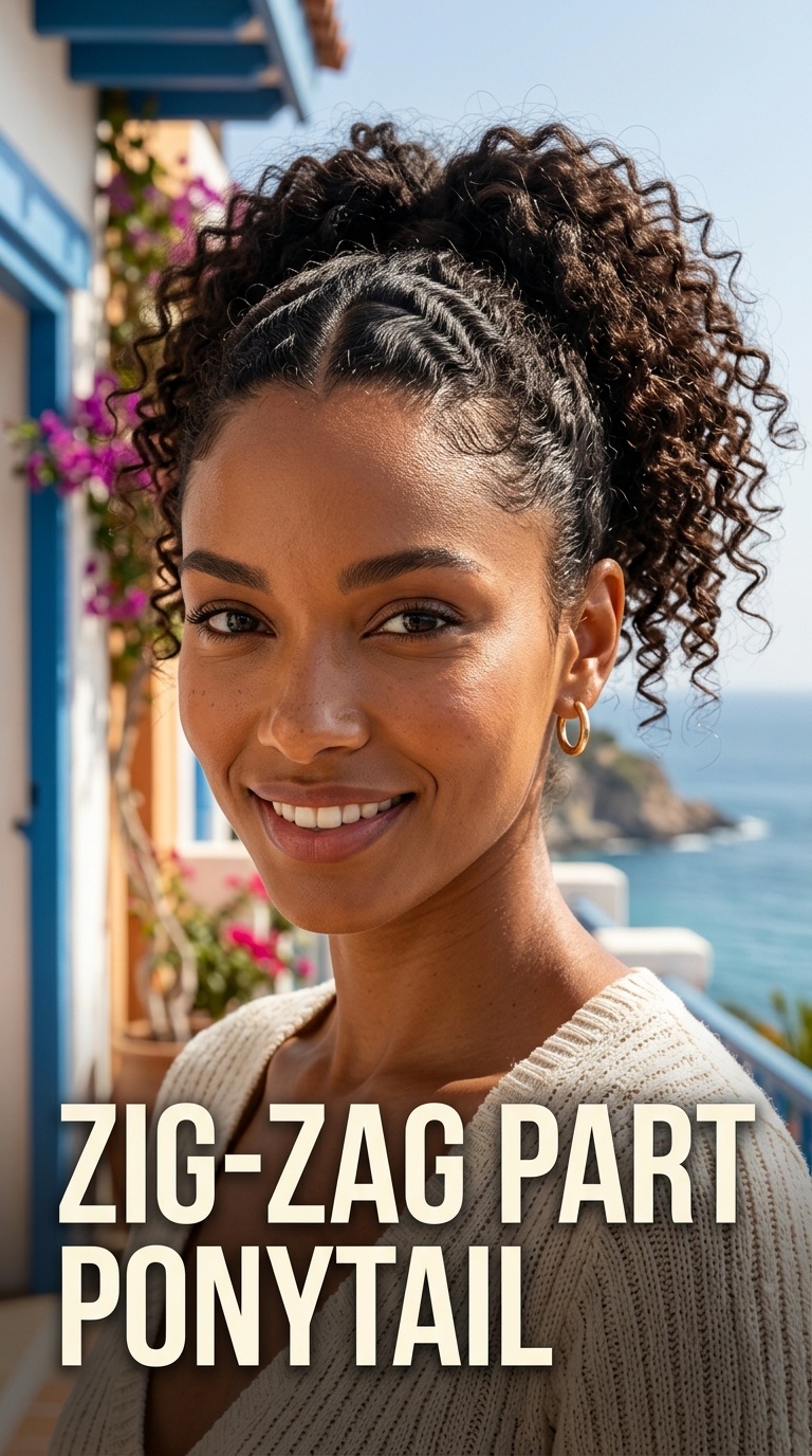 Zig-Zag Part Ponytail
