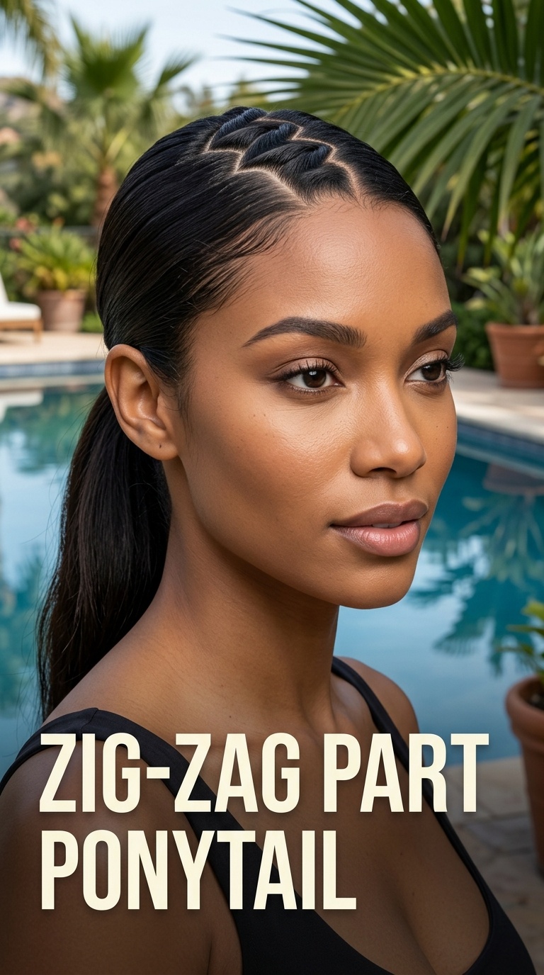 Zig-Zag Part Ponytail