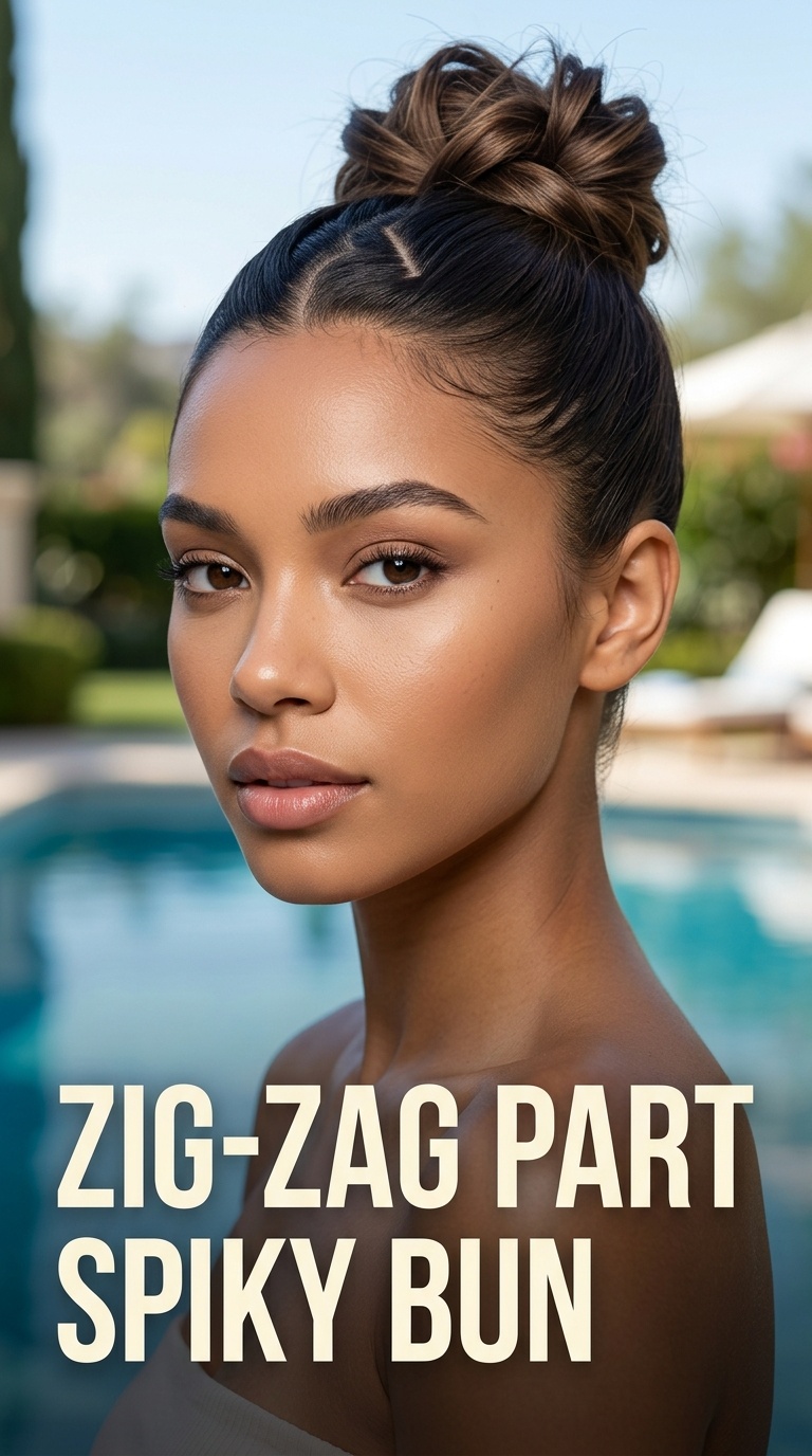 Zig-Zag Part Spiky Bun