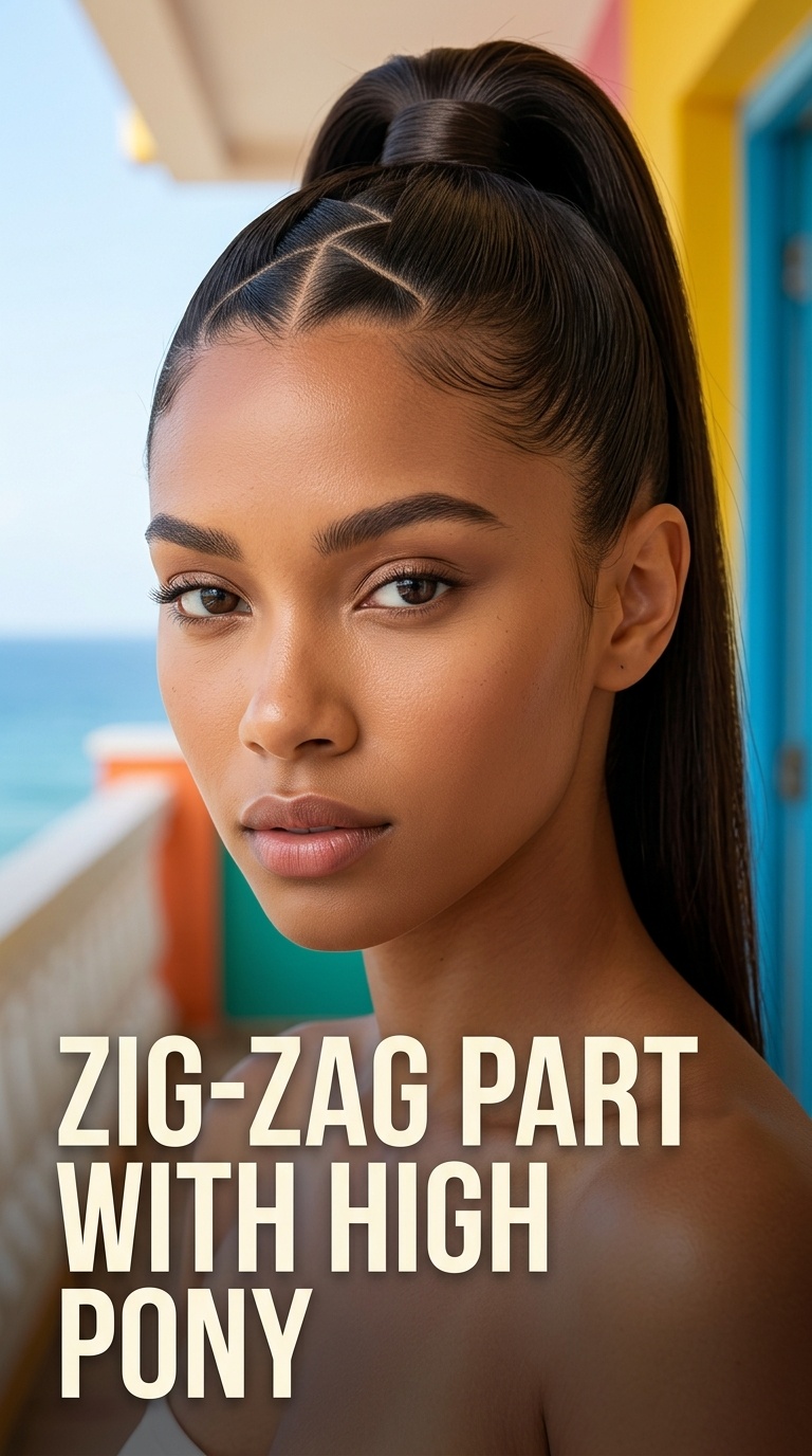 Zig-Zag Part with High Pony