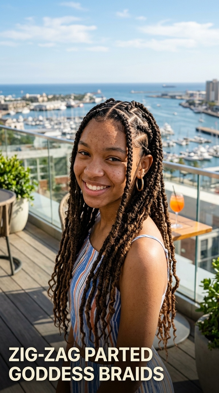 Zig-Zag Parted Goddess Braids