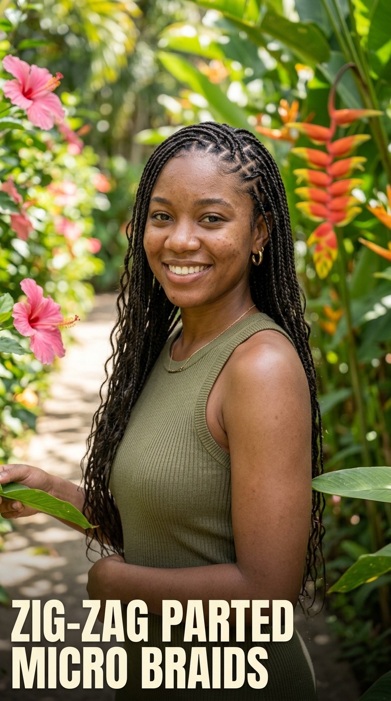 Zig-Zag Parted Micro Braids
