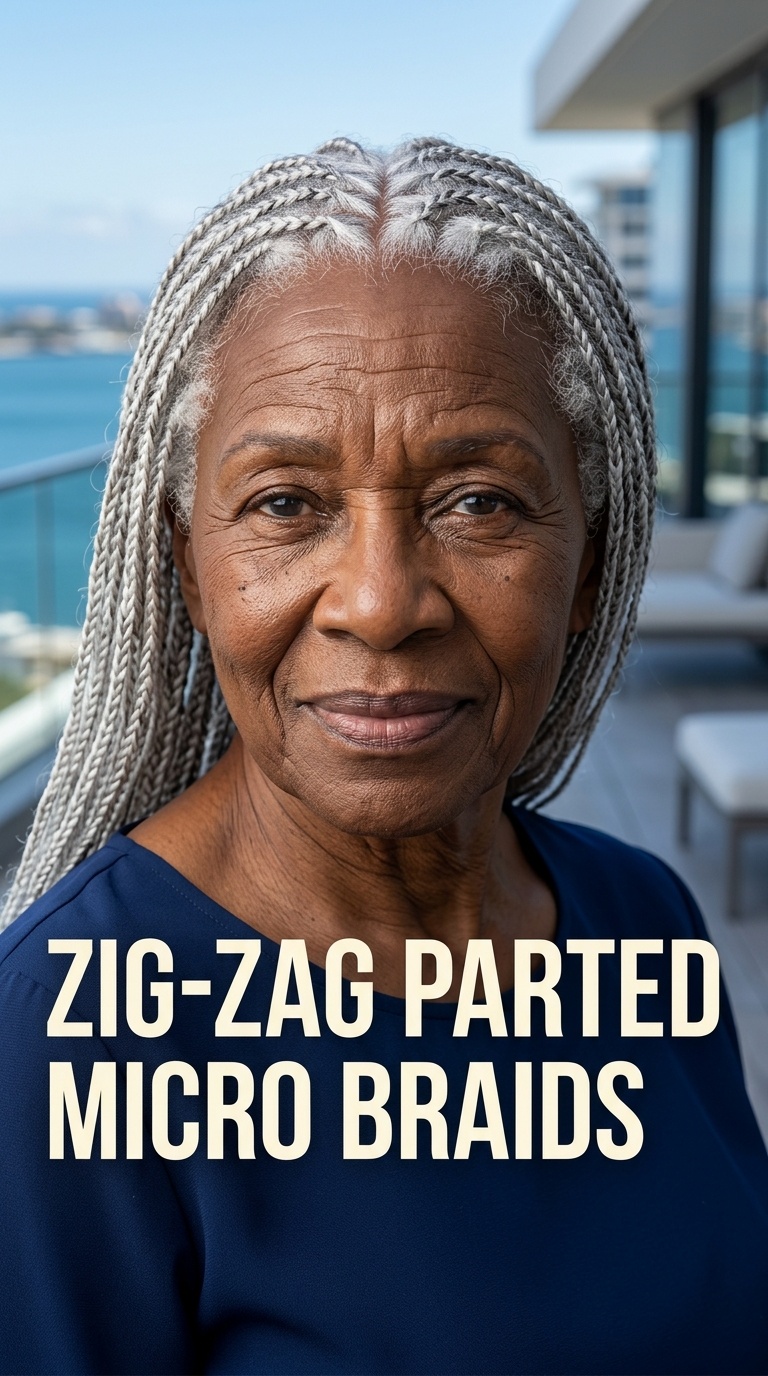 Zig-Zag Parted Micro Braids